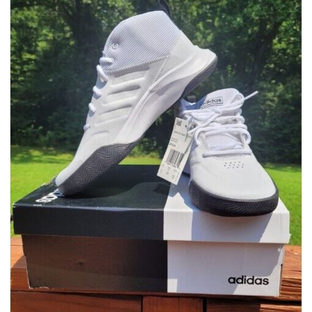 New Adidas Own The Game Boys Size 6 W White Sneakers Shoes Back To School
